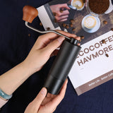 HAVMORE Manual Coffee Grinder — All-Metal Body, Anti-Slip Grip, Portable Burr Grinder