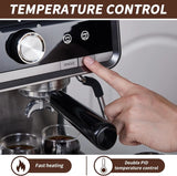 Espresso Machine with Grinder, Professional Espresso Maker with Milk Frother Steam Wand, 20 Bar Barista Cappuccino Machine,1450W