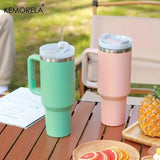 KEMORELA 1200ml Insulated Water Bottle β 304 Stainless Steel, Handle & Straw, Hot & Cold