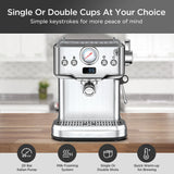 Espresso Machine 20 Bar Compact Household Coffee Espresso Maker with Milk Frother Steam Wand Pressure Gauge 60oz Water Tank
