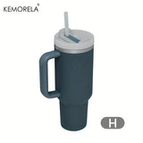 KEMORELA 1200ml Insulated Water Bottle — 304 Stainless Steel, Handle & Straw, Hot & Cold