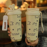 500ML Thermo Cafe Coffee Mug Car LeakProof Travel Thermo Cup Stainless Steel Thermal Water Bottles Vacuum Flask Insulated Cups