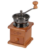 Vintage Wooden Manual Coffee Grinder — Ceramic Burr, Stainless Steel Handle
