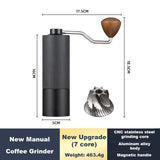 Siete Roca Manual Coffee Grinder — 36-Step Adjustable Conical Burr, Aluminium & Wood