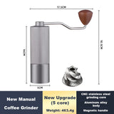 Siete Roca Manual Coffee Grinder — 36-Step Adjustable Conical Burr, Aluminium & Wood