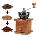 Vintage Wooden Manual Coffee Grinder — Ceramic Burr, Stainless Steel Handle