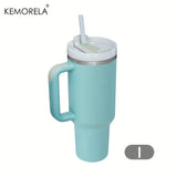 KEMORELA 1200ml Insulated Water Bottle — 304 Stainless Steel, Handle & Straw, Hot & Cold