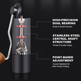 Siete Roca Manual Coffee Grinder — 36-Step Adjustable Conical Burr, Aluminium & Wood