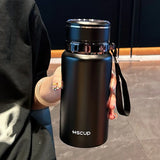 Stainless Steel 316 Vacuum Flask with Filter — 600ml / 800ml, Coffee & Tea Bottle