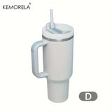 KEMORELA 1200ml Insulated Water Bottle — 304 Stainless Steel, Handle & Straw, Hot & Cold