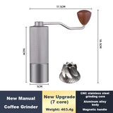 Siete Roca Manual Coffee Grinder — 36-Step Adjustable Conical Burr, Aluminium & Wood