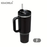 KEMORELA 1200ml Insulated Water Bottle — 304 Stainless Steel, Handle & Straw, Hot & Cold