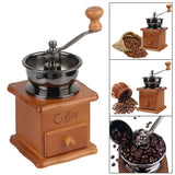 Vintage Wooden Manual Coffee Grinder — Ceramic Burr, Stainless Steel Handle