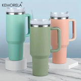 KEMORELA 1200ml Insulated Water Bottle — 304 Stainless Steel, Handle & Straw, Hot & Cold