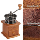 Vintage Wooden Manual Coffee Grinder — Ceramic Burr, Stainless Steel Handle