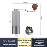 Siete Roca Manual Coffee Grinder — 36-Step Adjustable Conical Burr, Aluminium & Wood